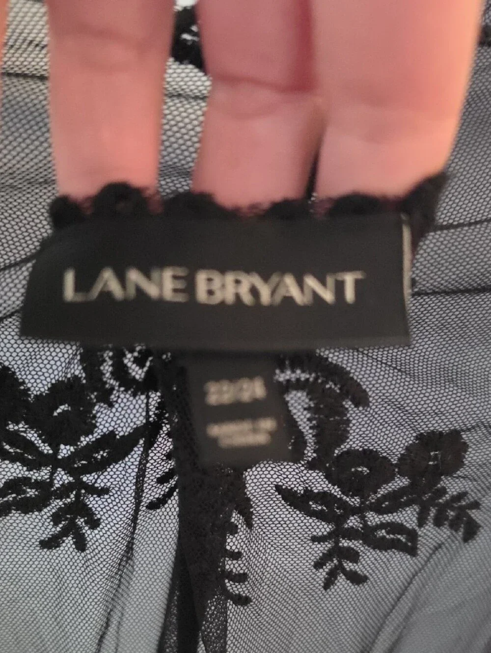 22/24W Lane Bryant Black Sheer Lace Open Cardigan